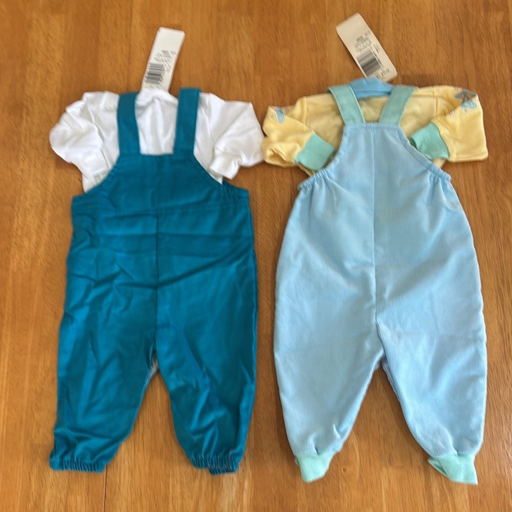 NWT 2 Baby Sets Overall Onesie Made in USA Embroidery Photos Mom Grandma 6/9 Mon - Picture 12 of 14